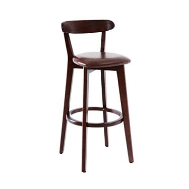 Imagem de GRFIT Cadeira de bar requintada cadeira de bar de madeira moderna simples banco alto encosto cadeira de mesa restaurante ilha banco de bar ajustável (cor: K)