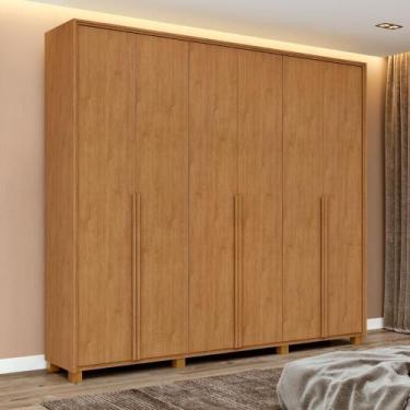 Imagem de Guarda Roupa Casal 100% MDF 6 Portas Easy Move 2,40 Com Pés Amendoa Cl
