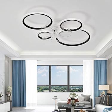 Imagem de Ventilador de teto silencioso com função de inverno e verão com luz e controle remoto Quarto Ventilador de teto regulável de 6 velocidades com temporizador-B || 85CM-Preto