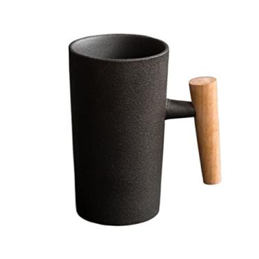 Imagem de Caneca 180 ml Vintage Cerâmica áspera Cabo de Madeira Xícara de Café Alta Qualidade Requintada Copo de Cerâmica Doméstico Copo de Leite Caneca de Café (Cor: B)