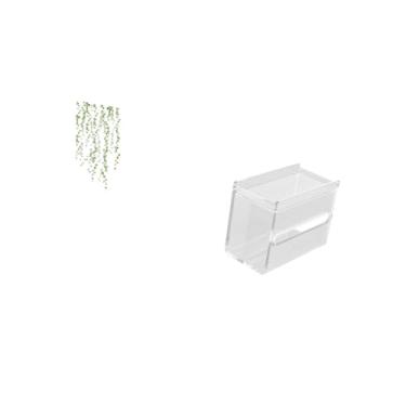 Imagem de Fenteer Elegante Arte de Parede com Videiras Verdes E Caixa de Armazenamento de Papel Higiênico de Acrílico Moderna para Decoração de Banheiro E Quarto com Su