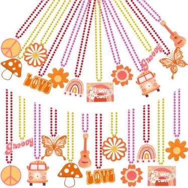 Imagem de Colares Huquary Groovy Beaded 48 peças metálicos retrô hippie