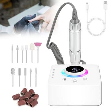 Imagem de Lixa de unha elétrica, furadeira de unha, furadeira para unhas, lixadeira de unha elétrica portátil recarregável, máquina de manicure profissional, lixa de unha artística de 45.000 RPM, furadeira