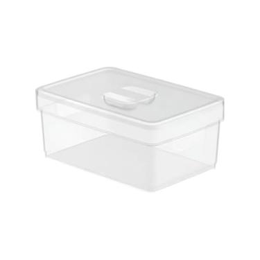Imagem de Caixa Organizadora 10,35 Litros Com Tampa Transparente Cozinha Armário Banheiro Escritório Grande Organização