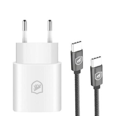 Imagem de Cabo Symetric - Tipo C / Tipo C - 1,5M + Carregador Turbo Tipo C - Branco - Gshield