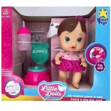 Imagem de Boneca Little Dolls Faz Xixi Morena 8002 - Diver Toys