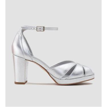 Imagem de Sandália Meia Pata Couro Prata CBK - CHIBINSKI, Prata, 37, Feminino