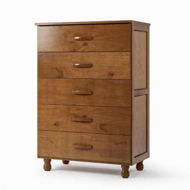 Imagem de Cômoda 5 Gavetas 100% Madeira Rústica Pandora Imbuia Fosco - MPO MÓVEI