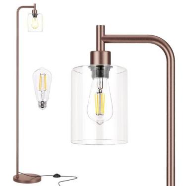 Imagem de Luminária de chão Ziisee Industrial Standing com abajur de vidro marro