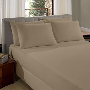 Imagem de Lençol Queen com Elastico em Malha 100% Algodão Avulso - Amendoa