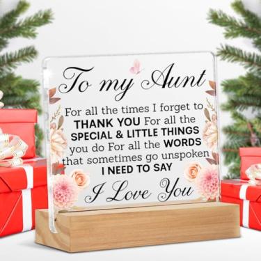 Imagem de Presentes para tias de sobrinha sobrinho, presentes de Best Aunt Ever para Dia das Mães, aniversário, Natal, Best Auntie Placa de Acrílico Presente de Lembrança
