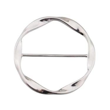 Imagem de Broche de anel de seda de círculo redondo para mulheres minimalistas xaile torcido cachecóis fivela clipe de envoltório acessórios de vestido de moda decoração joias, Small, Metal, Sem Pedra Preciosa
