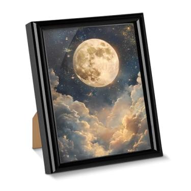 Imagem de Pôster Aesthetic Moon Wall Art Poster Celestial Night Sky Dark Academia Print Picture for Desktop, Pintura Emoldurada para Decoração de Mesa de Parede de Casa Sala de Estar Quarto 15 x 20 cm