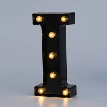 Imagem de Letreiro de LED preto, letreiro com letras, para luz noturna, casamento, festa de aniversário, Natal, decoração de bar, personagem (I)