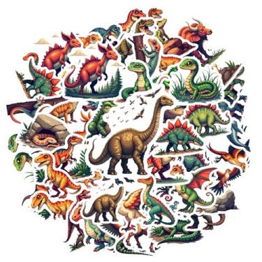 Imagem de 50 peças de adesivos de animais pré-históricos de répteis de dinossauros coloridos para mala, geladeira, telefone, bagagem, laptop, guitarra, carro, brinquedos, faça você mesmo, telefone, guitarra