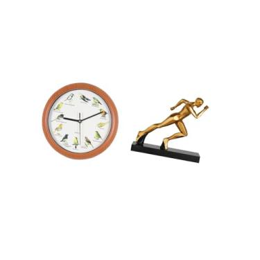 Imagem de Fenteer Relógio de Parede com Pássaro Cantando, Estátua Moderna, Escultura de Arte Abstrata, Relógios de Parede Decorativos para Cozinha, Entrada de Casa, Dec