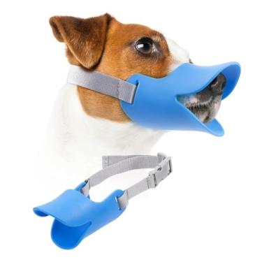 Imagem de Capas em forma de boca de cachorro de pato anti-mordida, máscaras de focinheira anti-chamadas, conjunto de boca de animal de estimação, material de silicone à prova de mordidas (azul, médio)