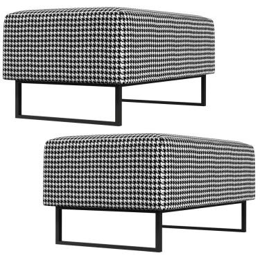 Imagem de Kit 02 Puffs Decorativo Sala de Estar Cléo W01 Base Ferro 90 cm Suede Pied Poule - Lyam Decor