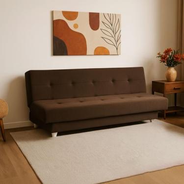 Imagem de Sofá Cama 3 Lugares Xangai 1,94m Veludo Suede Marrom