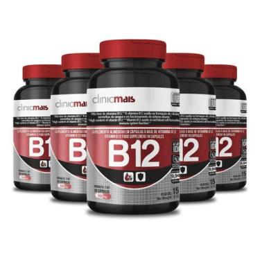 Imagem de Kit 5 Vitamina B12 500Mg Clinicmais 30 Cápsulas