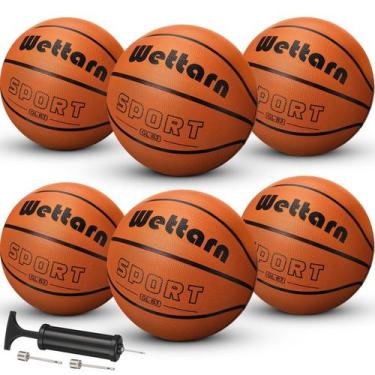 Imagem de Pacote com 6 bolas de basquete de borracha Wettarn, tamanho 3, 56 cm c