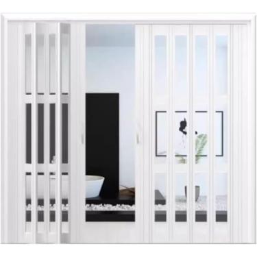 Imagem de Porta Concertina Porta Divisora Dobrável Magnética Bi-fold, Kit De Portão De Painel De Cozinha Isolado Térmico Para Interior, Tela Deslizante Dupla, 70 80 90 10, One Color, 224cmx203cm/88inx80in