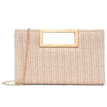 Imagem de RNIEGA Bolsas de mão com alça superior, bolsas de mão de palha para mulheres e bolsas de praia boho de tecido, Bege