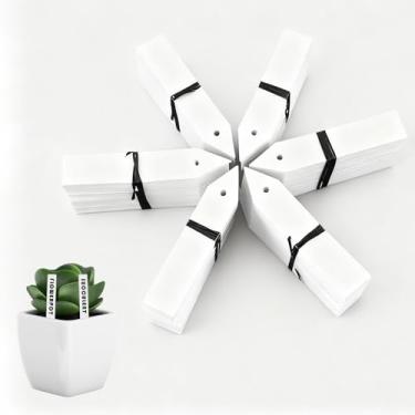 Imagem de 100 etiquetas de plantas com marcadores, marcadores de jardim de 10 cm, etiquetas de plantas de plástico para mudas, vegetais e flores, presentes de jardinagem para amantes de plantas (retangulares)