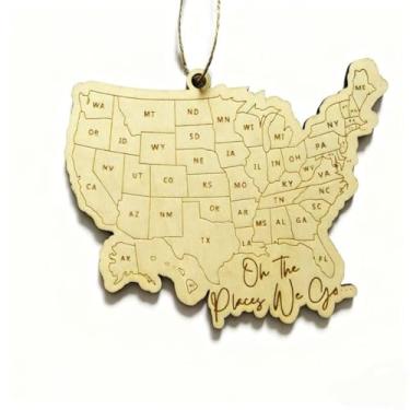 Imagem de Wlropted Mapa de madeira Oh the Places We Go US Travel Check Off Mapa, enfeite comemorativo de férias de viagem, aventuras de 50 estados dos Estados Unidos, memória de viagem, presente para amantes de