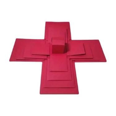 Imagem de rockible Caixa de presente de cinco camadas, álbum de fotos, artigos para festas, caixa de lanches faça você mesmo com fita para batom, aniversário, brincos, Vermelho