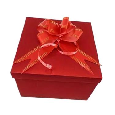 Imagem de oshhni Caixa de presente de cinco camadas com fita, criativa, reutilizável, para lanches, álbuns de fotos, chocolates, brincos e aniversários, Vermelho