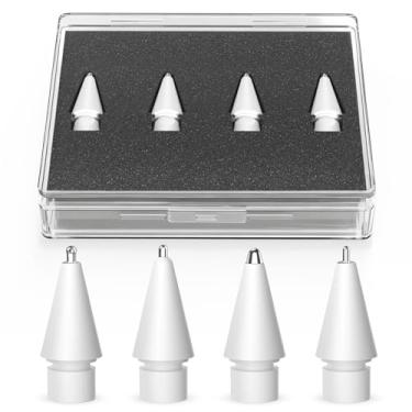 Imagem de Inesore 4 estilos de pontas de substituição para Apple Pencil Pro, várias opções de acessórios de pontas duráveis de metal para Apple Pencil Pro/2ª geração/1ª geração/USB-C (pacote com 4)