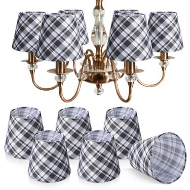 Imagem de Glooglitter Conjunto de 6 peças de abajures de Natal 13 cm L x 13 cm A com clipe de fundo duro para candelabro pequeno Droplight capa de abajur decoração para presente de lâmpada de parede de Natal