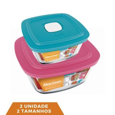 Imagem de 2 Potes de Vidro Com Tampa 2 Tamanhos Facilita Vap Marinex