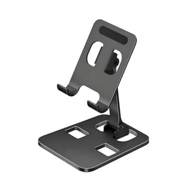 Imagem de Suporte dobrável para celular, acessórios de mesa de metal dobrável, compatível com todos os telefones celulares iPhone Switch iPad Tablets (preto)