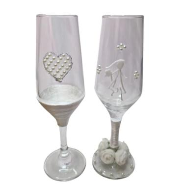 Imagem de 2 Taças Vidro Casamento Noivos Romântico Casal