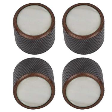 Imagem de XUXHOU Metal Baixo Botão Cúpula Requintado Escudo Incrustado Tom Controle de Volume Peças Guitarra para Entusiastas da Guitarra 4pcspack (Latão Antigo)