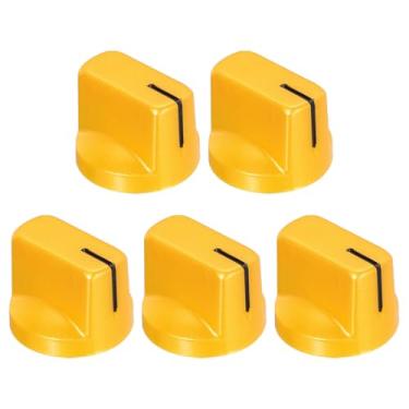 Imagem de 2 peças 6,4 mm furo de eixo guitarra efeito amplificador botões de controle de ponteiro com parafuso de fixação dourado