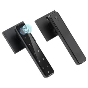 Imagem de bijialock Fechadura inteligente de impressão digital, 3 em 1, fechadura de porta com tela sensível ao toque, fechadura biométrica com 50 impressões digitais, 100 códigos, fechadura de porta frontal