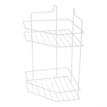 Imagem de Suporte Porta Shampoo Condicionador 2 Andares 32x14cm Canto de Parede Aço Cromado