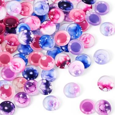 Imagem de Craftdady 100 peças de olhos de boneca de artesanato de vidro 10 mm Cabochão de cúpula redonda plana cor mista cristal padrão de coração olhos faça você mesmo artesanato arte cabochão para boneca