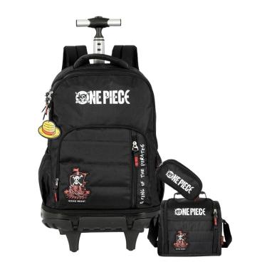 Imagem de Kit Escolar One Piece Mochila Rodas + Lancheira + Estojo Pt