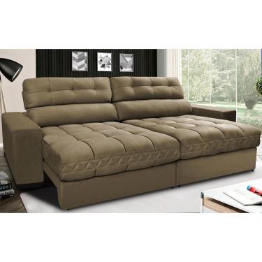 Imagem de Sofá Retrátil E Reclinável Com Molas Ensacadas Cama Inbox Master 2,72m Tecido Suede Castor