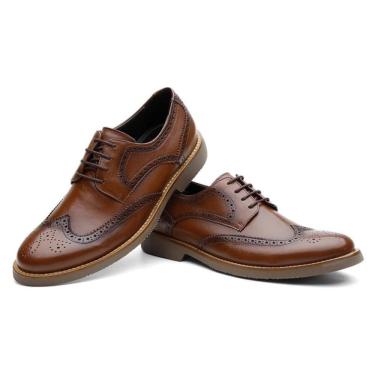 Imagem de Sapato Masculino Derby Couro Brogue Solado Blaqueado