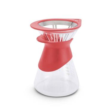 Imagem de Kit Cafeteira Jarra Com Filtro 600ml - Pressca Vermelho