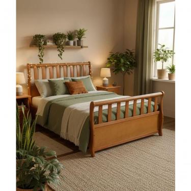 Imagem de Cama De Casal 1,40 X 1,90 - Madeira Maciça - Móveis De Gramado - Castanho