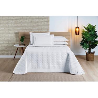 Imagem de Cobre Leito Madri Percal 200 Fios 100% Algodão Casal Padrão 03 Peças - Branco