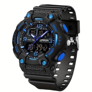Imagem de Relógio Esportivo De Moda Masculino Sanda - à Prova D'água Preto Azul