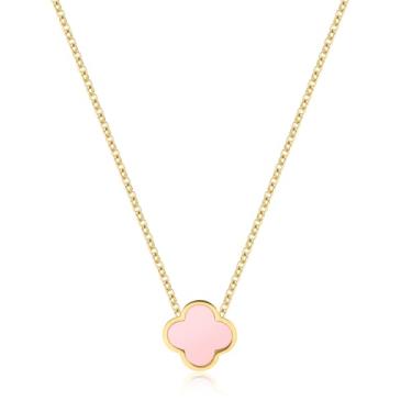 Imagem de Colar de trevo banhado a ouro 18K para mulheres, colar de trevo de quatro folhas, colar feminino, colar de flor da sorte, pingente delicado e moderno, colares de trevo para mulheres, joias, presentes