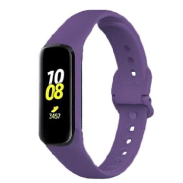 Imagem de PANDA BOBO Pulseiras de substituição compatíveis com Samsung Galaxy Fit2 SM-R220, pulseiras de silicone ajustáveis clássicas compatíveis com Samsung Galaxy Fit2 (roxo escuro)